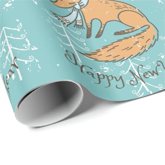 Vrolijk kerstfeest Fox Cozy Cadeaupapier (Rol Hoek)