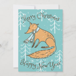 Vrolijk kerstfeest Fox Cozy Feestdagenkaart