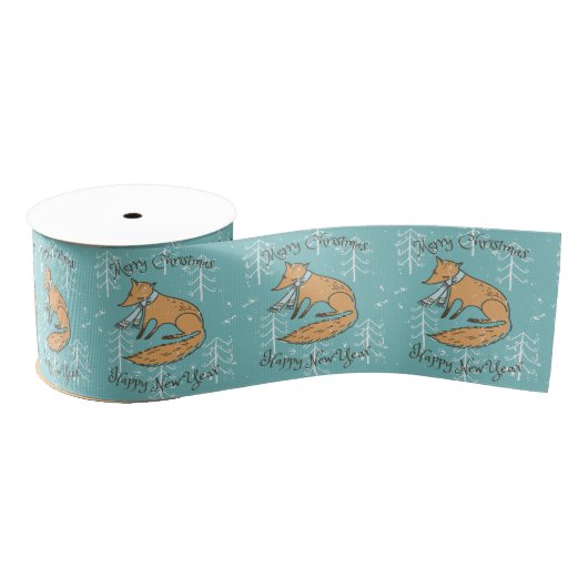 Vrolijk kerstfeest Fox Cozy Grosgrain Lint (Spoel)