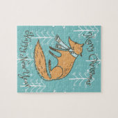 Vrolijk kerstfeest Fox Cozy Legpuzzel (Horizontaal)