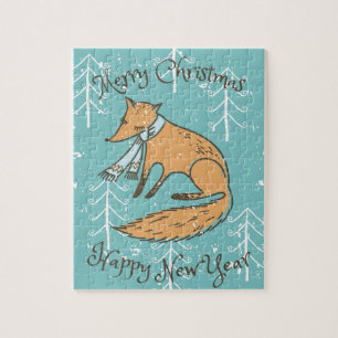 Vrolijk kerstfeest Fox Cozy Legpuzzel