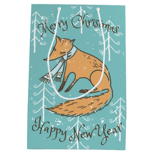 Vrolijk kerstfeest Fox Cozy Medium Cadeauzakje (Achterkant)