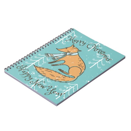 Vrolijk kerstfeest Fox Cozy Notitieboek (Linkerzijde)