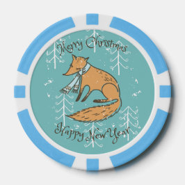 Vrolijk kerstfeest Fox Cozy Poker Chips