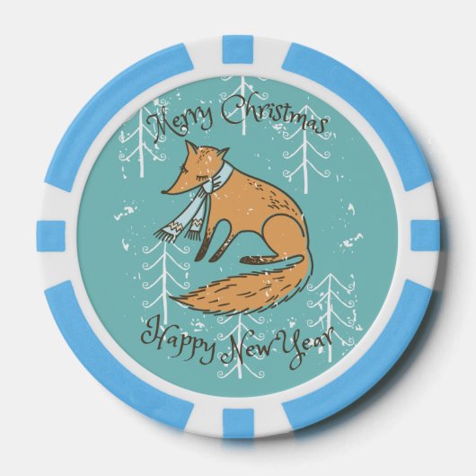 Vrolijk kerstfeest Fox Cozy Poker Chips (Voorkant)