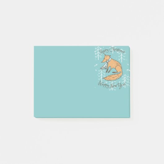 Vrolijk kerstfeest Fox Cozy Post-it® Notes (Voorkant)