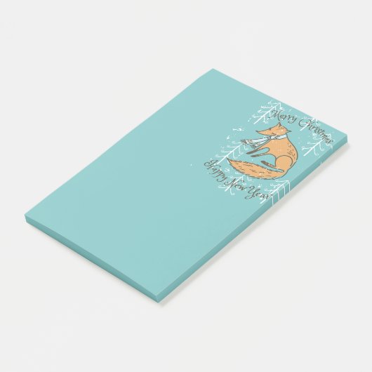 Vrolijk kerstfeest Fox Cozy Post-it® Notes (Schuin)