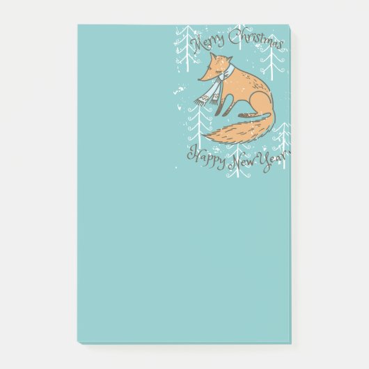 Vrolijk kerstfeest Fox Cozy Post-it® Notes (Voorkant)