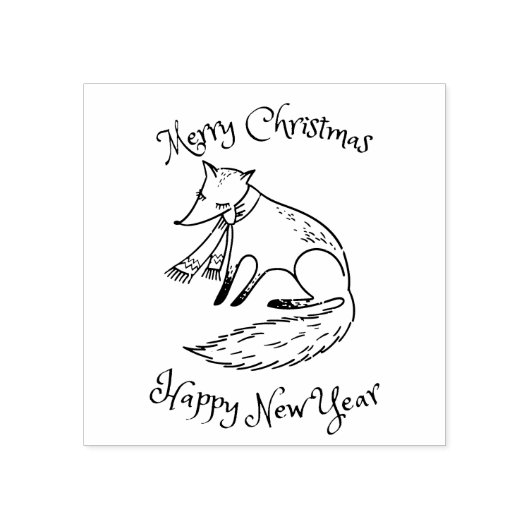 Vrolijk kerstfeest Fox Cozy Rubberstempel (Afrduk)