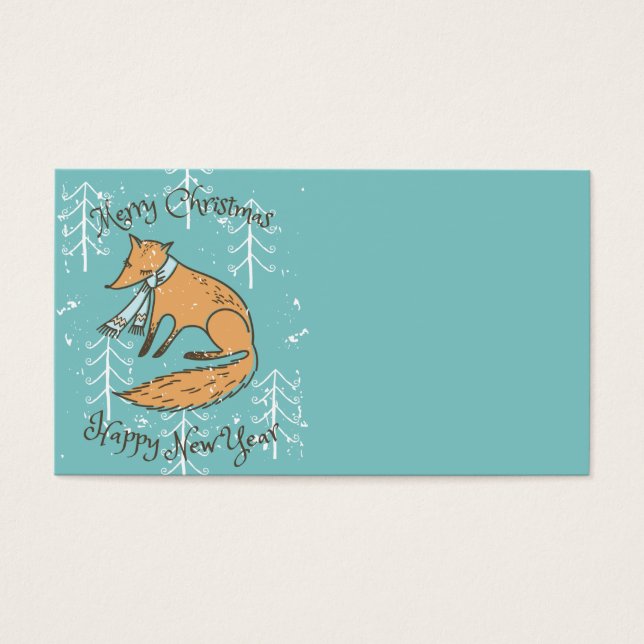 Vrolijk kerstfeest Fox Cozy Visitekaartjes (Voorkant)