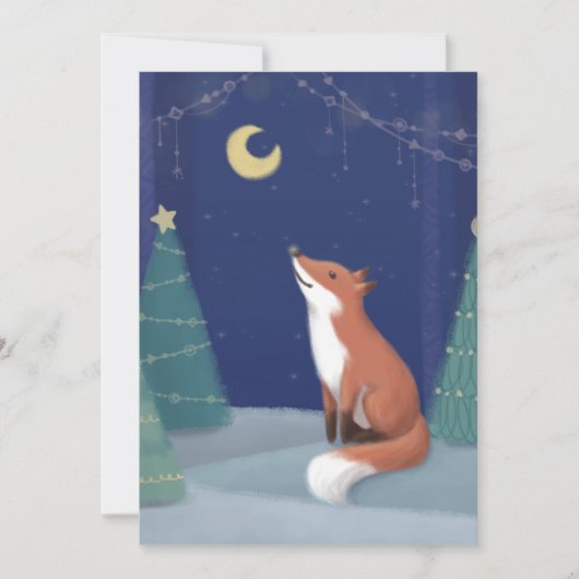 Vrolijk kerstfeest: Fox Illustration Art Feestdagenkaart (Voorkant)