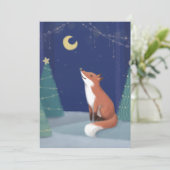 Vrolijk kerstfeest: Fox Illustration Art Feestdagenkaart (Staand voorkant)