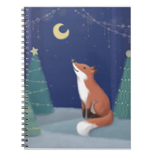 Vrolijk kerstfeest: Fox Illustration Art Notitieboek