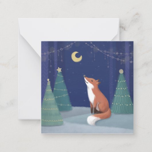 Vrolijk kerstfeest: Fox Illustration Art Notitiekaartje (Voorkant)