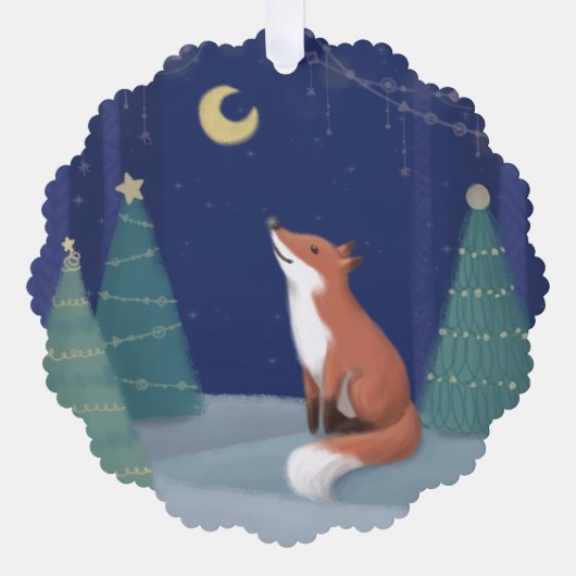 Vrolijk kerstfeest: Fox Illustration Art Ornament Kaart (Voorkant)