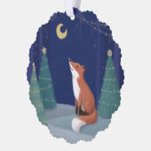 Vrolijk kerstfeest: Fox Illustration Art Ornament Kaart (Links)