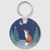 Vrolijk kerstfeest: Fox Illustration Art Sleutelhanger (Voorkant)