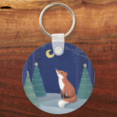Vrolijk kerstfeest: Fox Illustration Art Sleutelhanger (Achterkant)