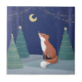 Vrolijk kerstfeest: Fox Illustration Art Tegeltje (Voorkant)