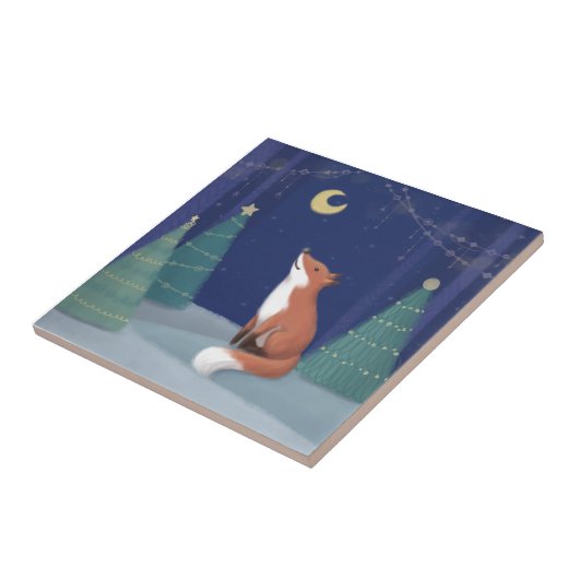 Vrolijk kerstfeest: Fox Illustration Art Tegeltje (Zijkant)