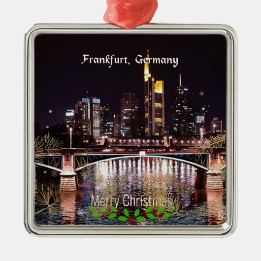 Vrolijk kerstfeest, Frankfurt, Duitsland Metalen Ornament (Voorkant)