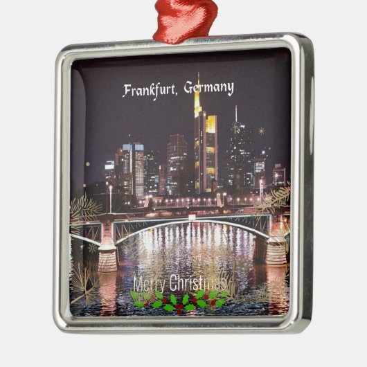 Vrolijk kerstfeest, Frankfurt, Duitsland Metalen Ornament (Links)