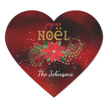 Vrolijk kerstfeest Frans rood hart glas