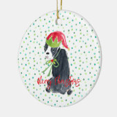Vrolijk Kerstfeest Franse Bulldog Holly NAAM Feest Keramisch Ornament (Links)