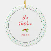 Vrolijk Kerstfeest Franse Bulldog Holly NAAM Feest Keramisch Ornament (Achterkant)