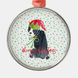 Vrolijk Kerstfeest Franse Bulldog Holly Pet Feeste Metalen Ornament
