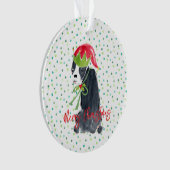 Vrolijk Kerstfeest Franse Bulldog Krans Holly NAAM Ornament (voorkant)