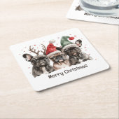 Vrolijk Kerstfeest Franse Bulldog Rendieren Honden Kartonnen Onderzetters (Schuin)