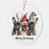 Vrolijk Kerstfeest Franse Bulldog Rendieren Honden Keramisch Ornament (Links)