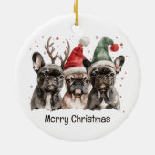 Vrolijk Kerstfeest Franse Bulldog Rendieren Honden Keramisch Ornament (Achterkant)