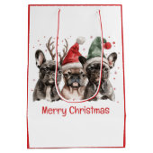 Vrolijk Kerstfeest Franse Bulldog Rendieren Honden Medium Cadeauzakje (Achterkant)