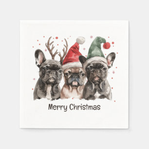 Vrolijk Kerstfeest Franse Bulldog Rendieren Honden Servet