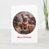 Vrolijk Kerstfeest Franse Bulldog Santa Dog Feestdagen Kaart (Voorkant)