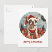 Vrolijk Kerstfeest Franse Bulldog Santa Dog Feestdagenkaart (Voorkant / Achterkant)