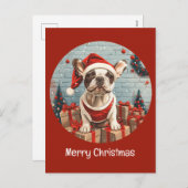 Vrolijk Kerstfeest Franse Bulldog Santa Dog Feestdagenkaart (Voorkant / Achterkant)