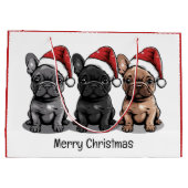 Vrolijk Kerstfeest Franse Bulldog Santa Dog Groot Cadeauzakje (Achterkant)