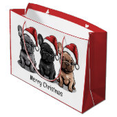 Vrolijk Kerstfeest Franse Bulldog Santa Dog Groot Cadeauzakje (Achterkant Gekanteld)