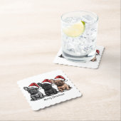 Vrolijk Kerstfeest Franse Bulldog Santa Dog Kartonnen Onderzetters (Insitu)