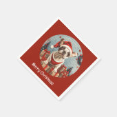 Vrolijk Kerstfeest Franse Bulldog Santa Dog Servet (Hoek)