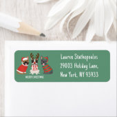 Vrolijk Kerstfeest Franse Bulldogs Etiket (Insitu)