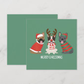 Vrolijk Kerstfeest Franse Bulldogs Feestdagenkaart (Voorkant / Achterkant)