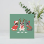 Vrolijk Kerstfeest Franse Bulldogs Feestdagenkaart (Staand voorkant)