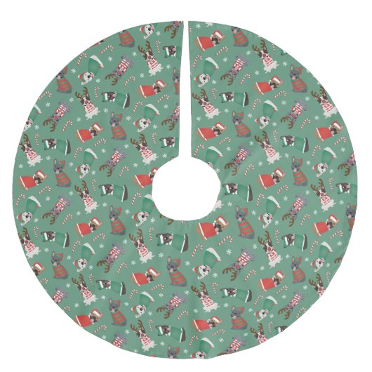 Vrolijk Kerstfeest Franse Bulldogs Kerstboom Rok (Voorkant)