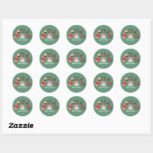 Vrolijk Kerstfeest Franse Bulldogs Ronde Sticker (Vel)