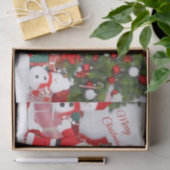 Vrolijk Kerstfeest Franse Bulldogs Santa en Elf Tissuepapier (Geschenk)