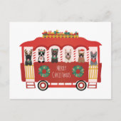 Vrolijk Kerstfeest Franse Bulldogs Vakantie Trolly Briefkaart (Voorkant)